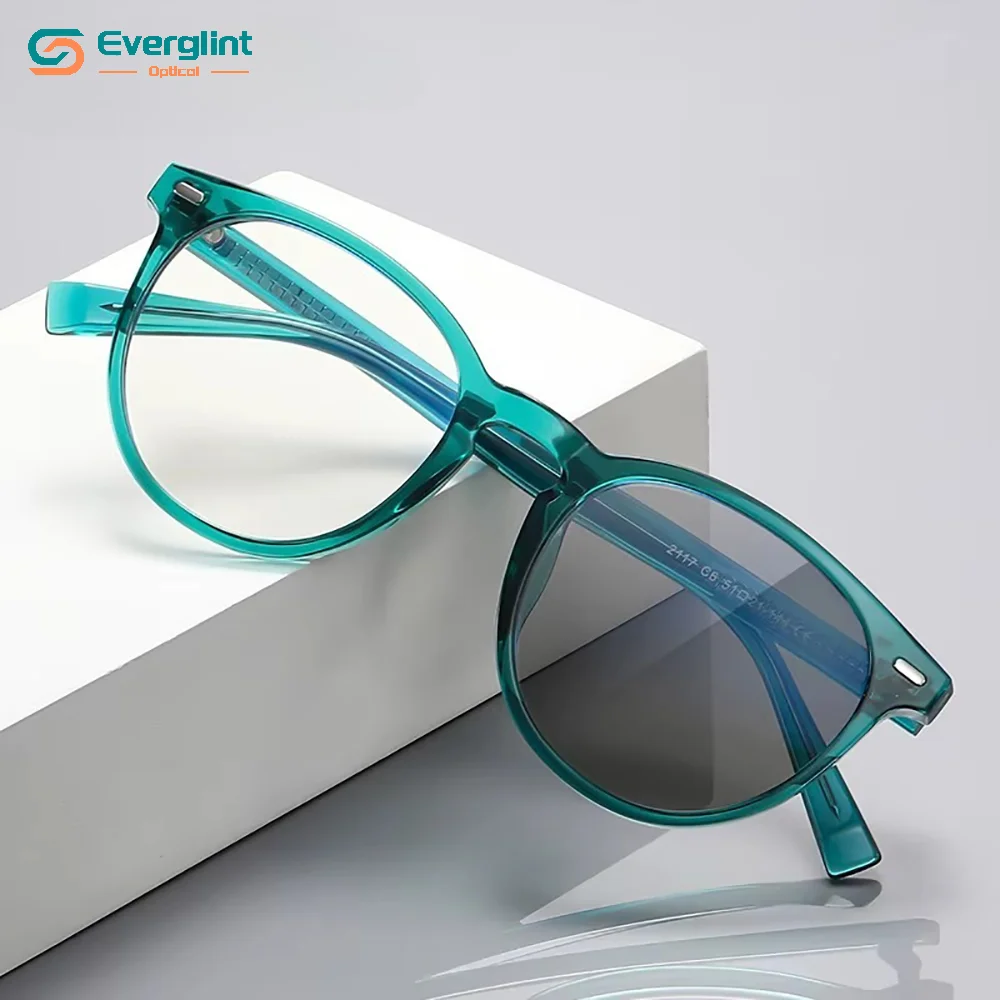 EG45 Round Photochromic Glasses Simple Fashion Design Anti-blue Light Men Glasses Prescription Women